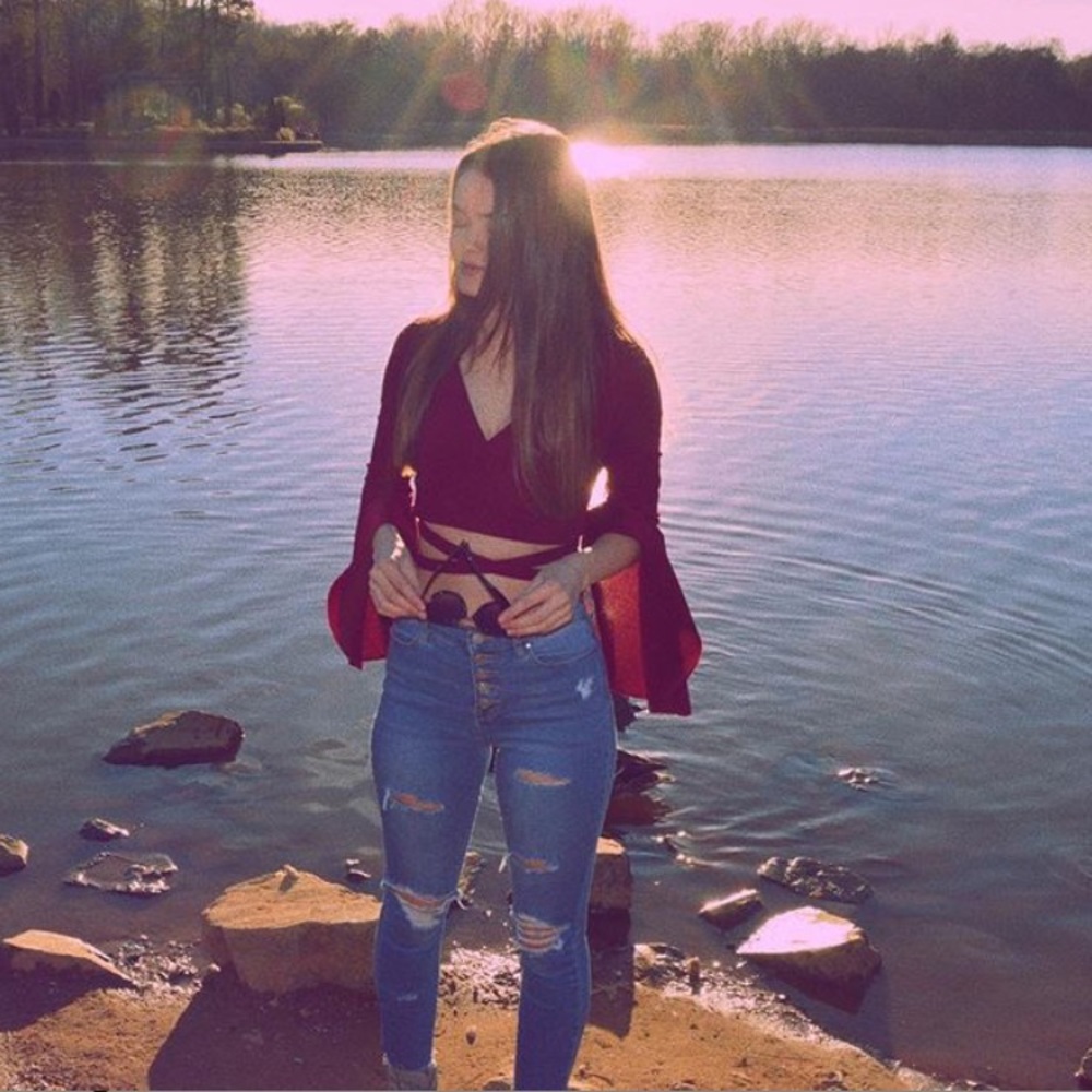 Cropped Long Sleeve Maroon Top